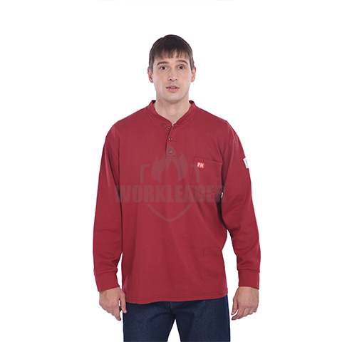 Flame Resistant Knit Cotton Jersey Henley Shirt H2105R